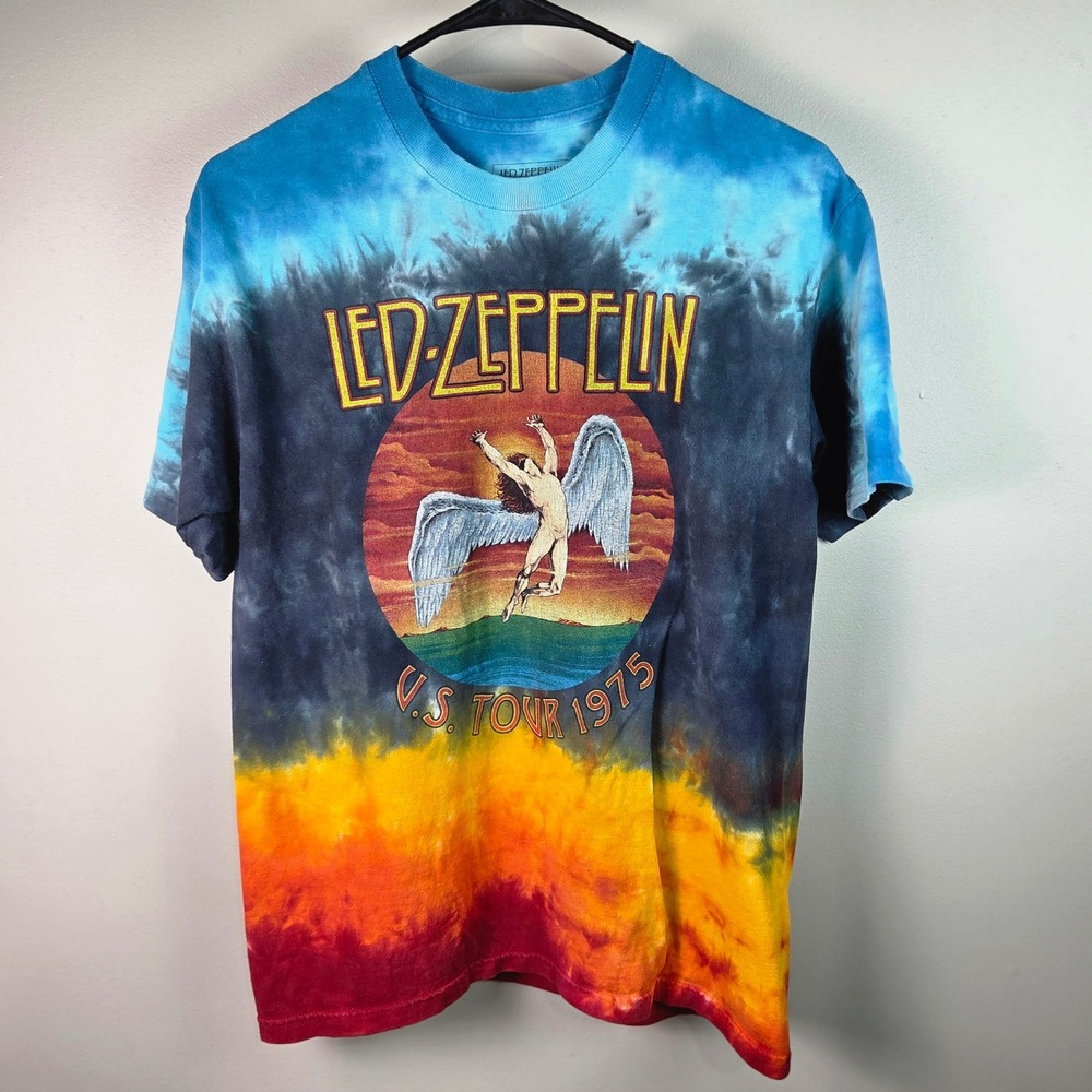Led Zeppelin Graphic T-Shirt Mens M Multi-Color Tie Dye US Tour 1975